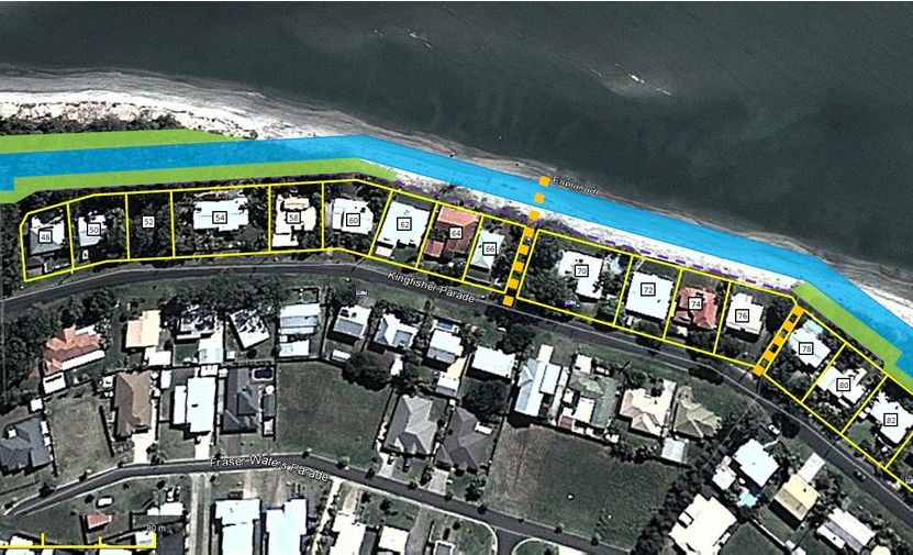 A map showing the proposed location for a seawall at Toogoom. A map showing the proposed location for a seawall at Toogoom.